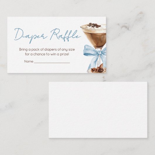 Carte D'accompagnement Bleu Bow Espresso Martini BabyDouche Déchets Raffl (Devant / Derrière)