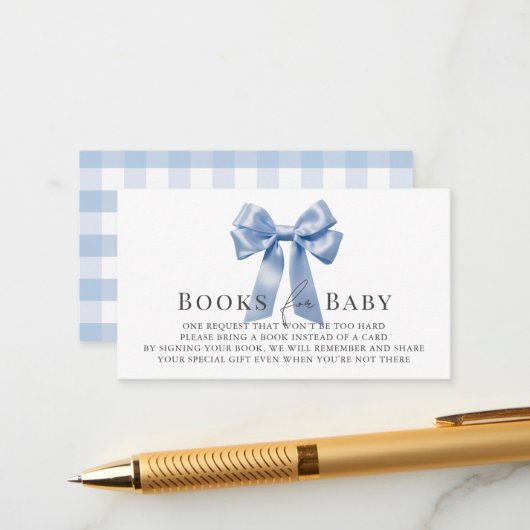Carte D'accompagnement Bleu Bow Ribbon Boy Baby shower Demande de réserva (Devant/Arrière en situation)