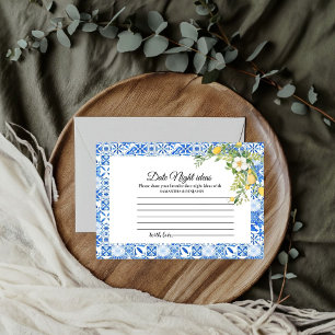 Carte D'accompagnement Bleu carreau citron nuptiale douche date