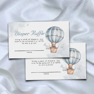 Carte D'accompagnement Bleu chaud ballon Teddy Bear Diaper Raffin