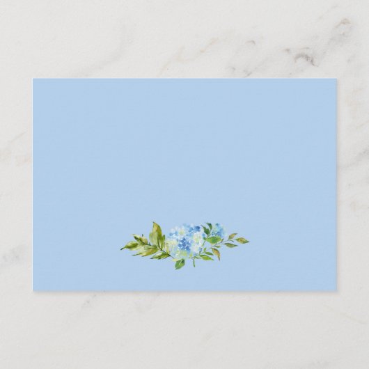 Carte D'accompagnement Bleu clair Hydrangea & Greenery Réception de maria (Dos)