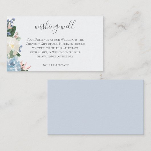 Carte D'accompagnement Bleu clair Mariage Botanique Wishing well (Devant / Derrière)