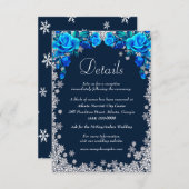 Carte D'accompagnement Bleu clair Roses Snowflake Mariages Détails (Devant / Derrière)