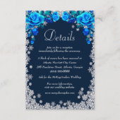 Carte D'accompagnement Bleu clair Roses Snowflake Mariages Détails (Devant)