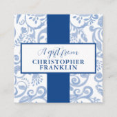 Carte D'accompagnement Bleu classique et blanc Motif (Devant)