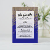 Carte D'accompagnement Bleu Cobalt Parties scintillant Or Ombre Gradient (Debout devant)