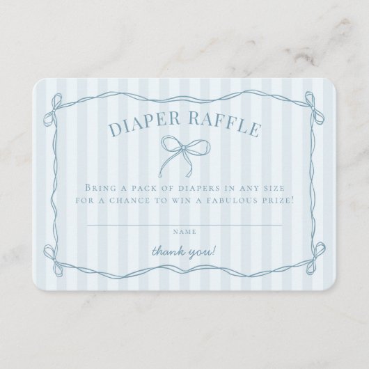 Carte D'accompagnement Bleu Coquette Bow Pastel Baby shower Déchets Raffi (Devant)