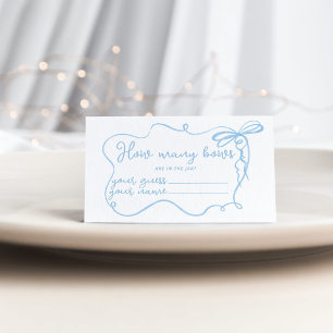 Carte D'accompagnement Bleu dainty bow ondulé Combien d'arcs dans le pot