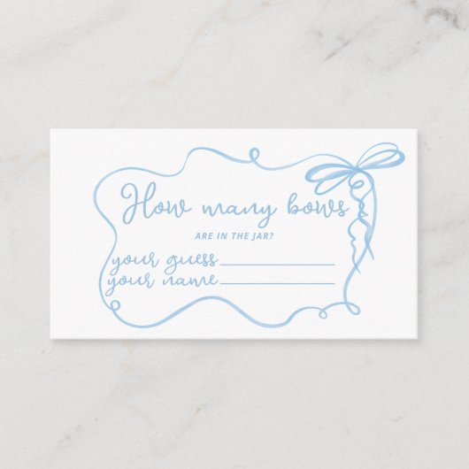 Carte D'accompagnement Bleu dainty bow ondulé Combien d'arcs dans le pot (Devant)
