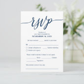 Carte D'accompagnement Bleu de marine esthétique, Dîner Mariage RSVP, Rép (Debout devant)