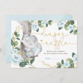 Carte D'accompagnement Bleu doux Rose Elephant Vert Feuillage de couches (Devant / Derrière)