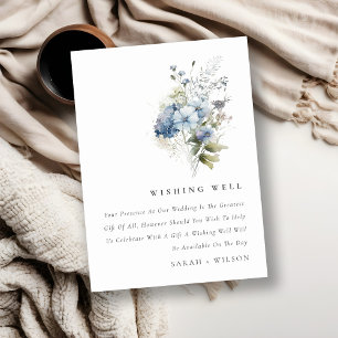Carte D'accompagnement Bleu Dusky Cottage Floral Mariage Wishing well