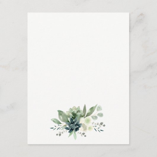 Carte D'accompagnement Bleu Dusky Vert Succulent Mariage Citrouille RSVP (Dos)