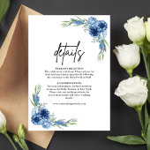 Carte D'accompagnement Bleu Dusty Détails sur le Mariage
