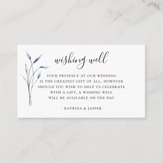 Carte D'accompagnement Bleu Dusty Foliing Mariage Wishing well (Devant)