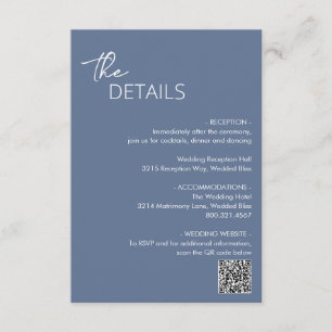 Carte D'accompagnement Bleu Dusty minimum QR Code Mariage moderne