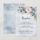 Carte D'accompagnement Bleu Dusty Peach Blush Botanical Floral Mariage (Devant / Derrière)