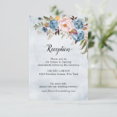 Carte D'accompagnement Bleu Dusty Peach Blush Botanical Floral Mariage (Debout devant)