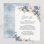 Carte D'accompagnement Bleu Dusty Peach Blush Botanical Floral Mariage (Devant / Derrière)