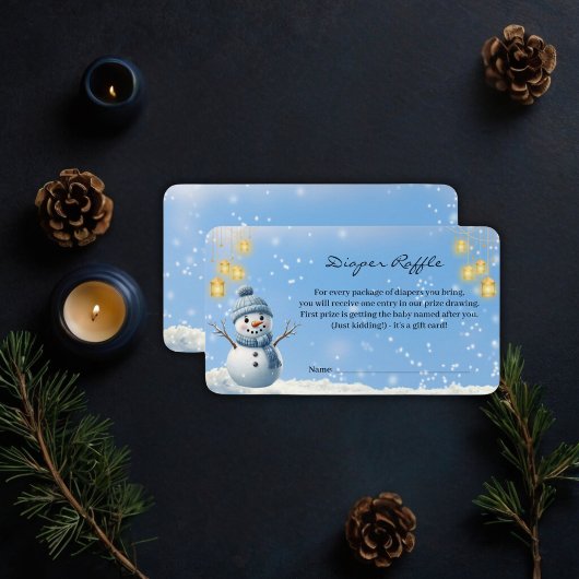 Carte D'accompagnement Bleu Elegant Whimsical Winter Snowman Baby shower