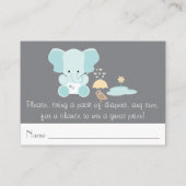 Carte D'accompagnement Bleu Eléphant Petit Oiseau Feuillets Raffle (Dos)