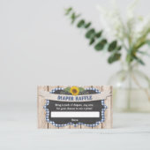 Carte D'accompagnement Bleu en vichy jaune tournesol bébé tombole de couc (Debout devant)