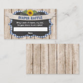 Carte D'accompagnement Bleu en vichy jaune tournesol bébé tombole de couc (Devant / Derrière)