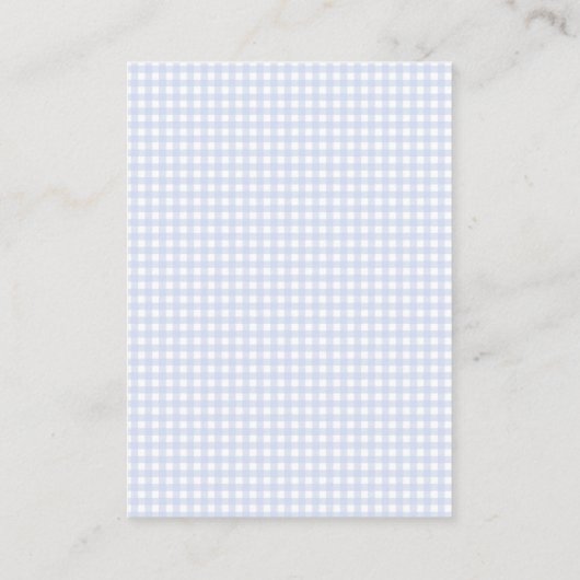 Carte D'accompagnement Bleu En vichy Peter le Baby shower Rabbit MUTED BL (Dos)
