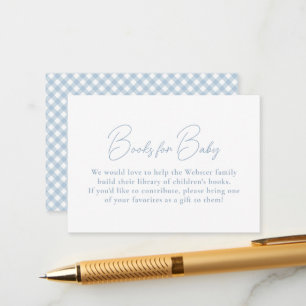 Carte D'accompagnement Bleu en vichy simples livres mignons pour baby sho