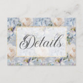 Carte D'accompagnement Bleu et blanc Cadre Floral Rustique Or (Devant)