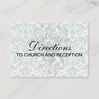 Carte D'accompagnement bleu et crème damassé fleuri motif