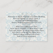 Carte D'accompagnement bleu et crème damassé fleuri motif (Dos)