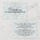 Carte D'accompagnement bleu et crème damassé fleuri motif (Devant / Derrière)