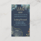 Carte D'accompagnement Bleu et or Walima RSVP (Devant)