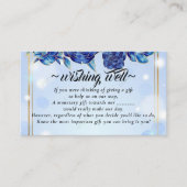 Carte D'accompagnement Bleu Fleur Or Wishing well pour Mariage (Devant)