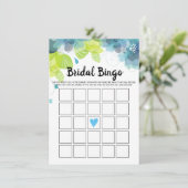 Carte D'accompagnement Bleu fleurs fleurie nuptiale douche bingo jeu cart (Debout devant)
