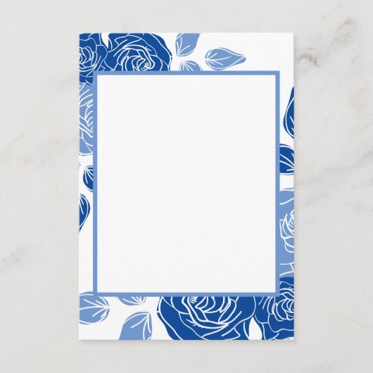 Carte D'accompagnement Bleu Floral Rose élégant Chic Simple Mariage (Devant)