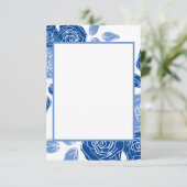 Carte D'accompagnement Bleu Floral Rose élégant Chic Simple Mariage (Debout devant)