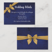 Carte D'accompagnement Bleu foncé avec Bow or (Devant / Derrière)