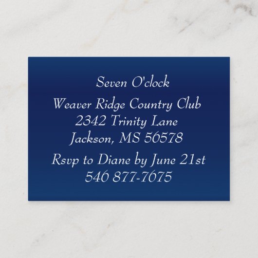 Carte D'accompagnement Bleu foncé avec Roses orange - Réception (Dos)