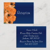 Carte D'accompagnement Bleu foncé avec Roses orange - Réception (Devant / Derrière)