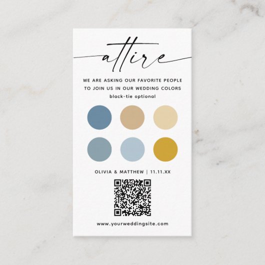 Carte D'accompagnement Bleu Jaune habit code palette + QR (Devant)
