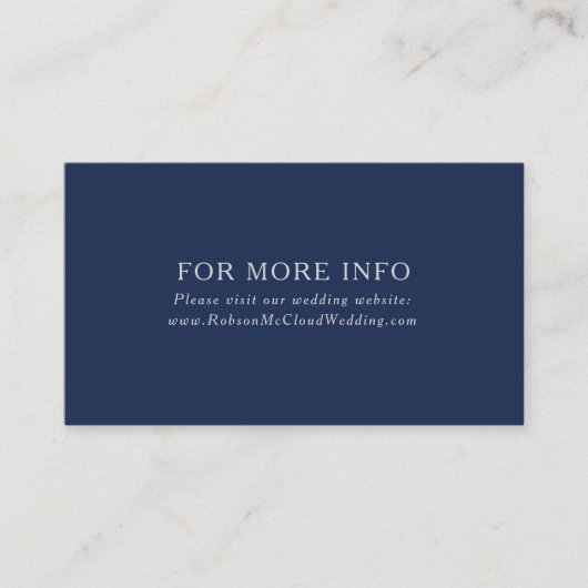 Carte D'accompagnement Bleu marin minimal classique | Site Mariage Silver (Devant)