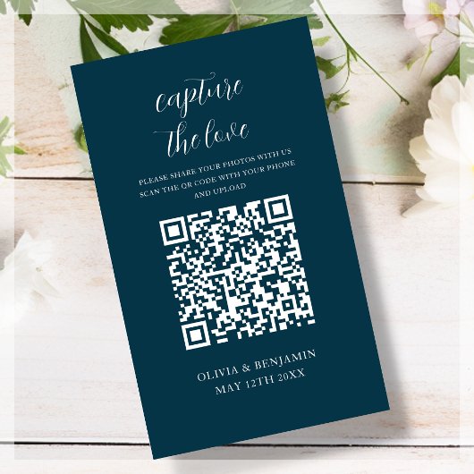 Carte D'accompagnement Bleu Marine | Capturez le code QR d'amour