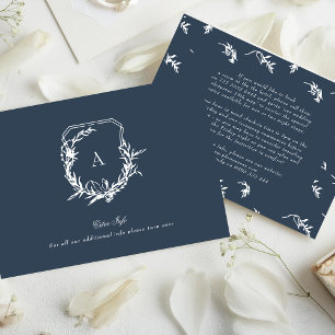 Carte D'accompagnement bleu marine classique blanc vintage détails