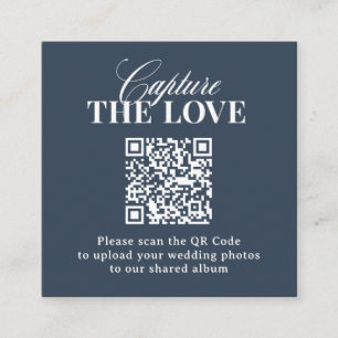 Carte D'accompagnement Bleu Marine Code QR de mariage Capturer l'Amour