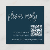 Carte D'accompagnement Bleu Marine | Code QR RSVP de mariage (Devant)