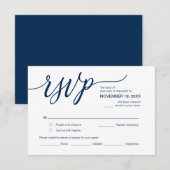 Carte D'accompagnement Bleu marine esthétique, RSVP à la fête d'anniversa (Devant / Derrière)
