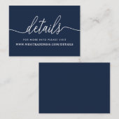 Carte D'accompagnement Bleu marine et blanc moderne détails de script sim (Devant / Derrière)