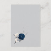Carte D'accompagnement bleu marine & fleurs blanches argent détails feuil (Dos)